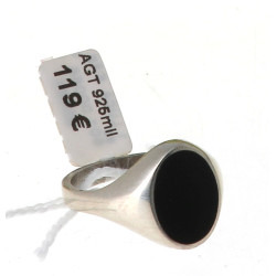 Chevalière en argent 925ème et onyx noir