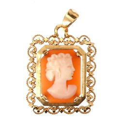 Pendentif camée coquille et or jaune 18 