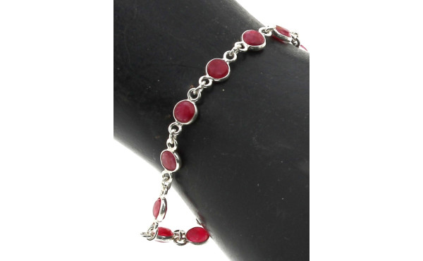 Bracelet ligne en argent 925ème et rubis