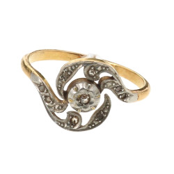 Bague ancienne 2 ors, 18 cts, poinçon tê