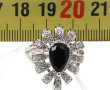 Bague en argent 925ème et strass poire b