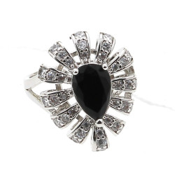 Bague en argent 925ème et strass poire b