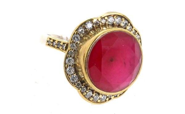 Bague argent et vermeil 925ème sertie d'