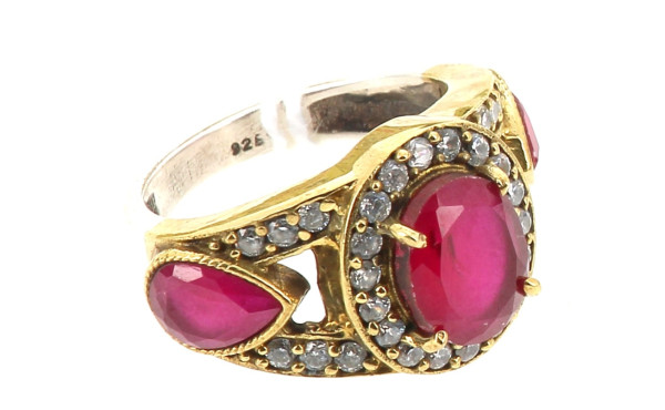 Bague argent et vermeil 925ème sertie de