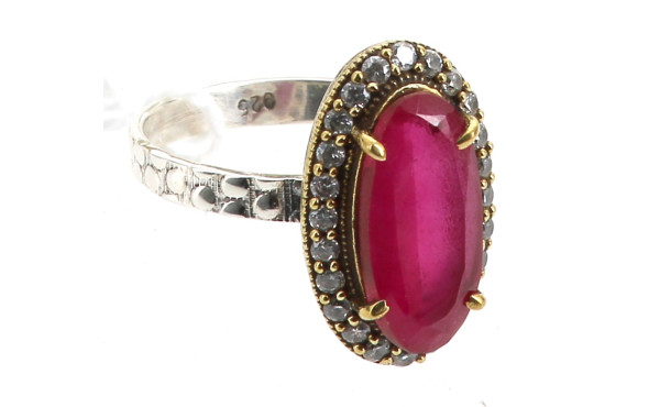Bague argent et vermeil 925ème sertie d'