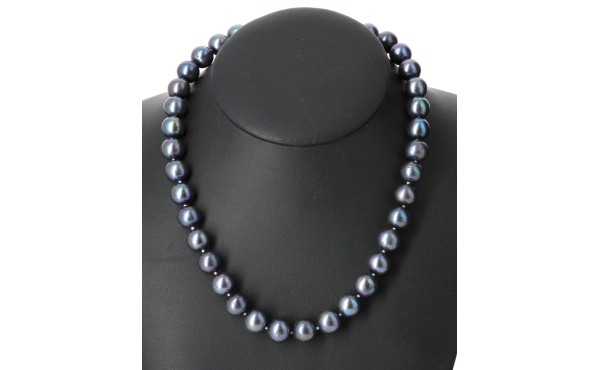 Collier shoker en perles d'eau douce gri