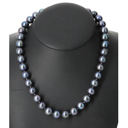 Collier shoker en perles d'eau douce gri