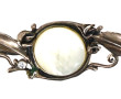 Broche en argent, nacre et strass, L 7 c