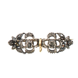 Broche ancienne en or et argent, sertie 