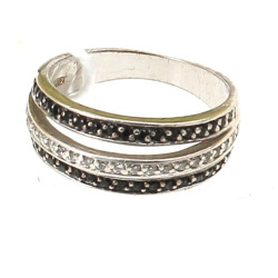 Bague jonc en argent 925ème sertie de 3 
