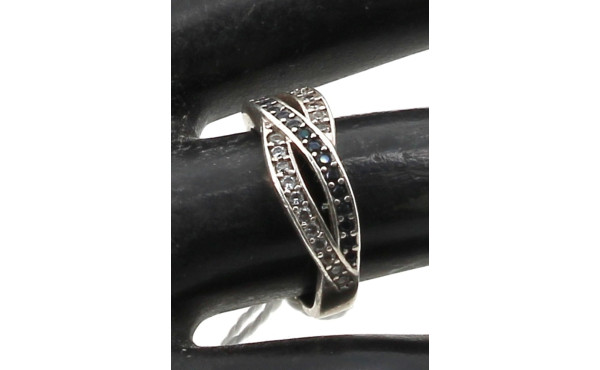 Bague jonc en argent 925ème sertie de 2 