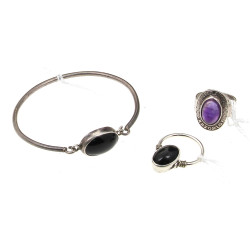 Lot de 3 bijoux en argent : une bague br