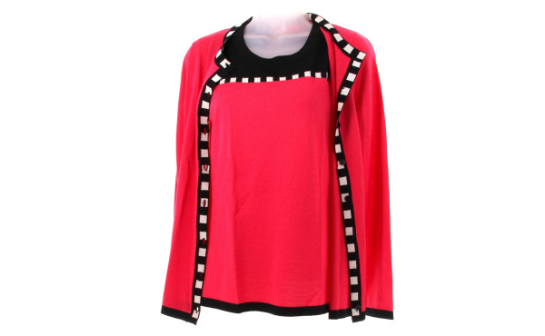 BASLER - Twinset framboise, laine vierge