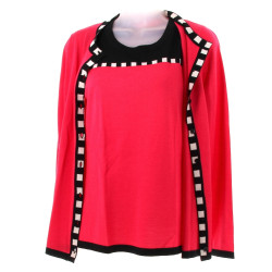 BASLER - Twinset framboise, laine vierge