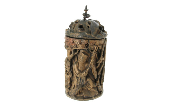 CHINE - Grand pot couvert en bambou scul