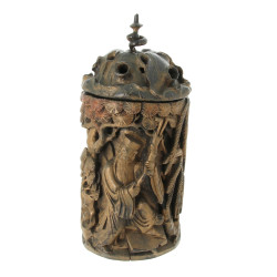 CHINE - Grand pot couvert en bambou scul