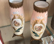 Parie de vases 1900 en verre opalin et m