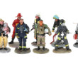 POMPIERS - 16 figurines en plomb de pom
