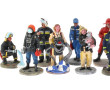 POMPIERS - 16 figurines en plomb de pom