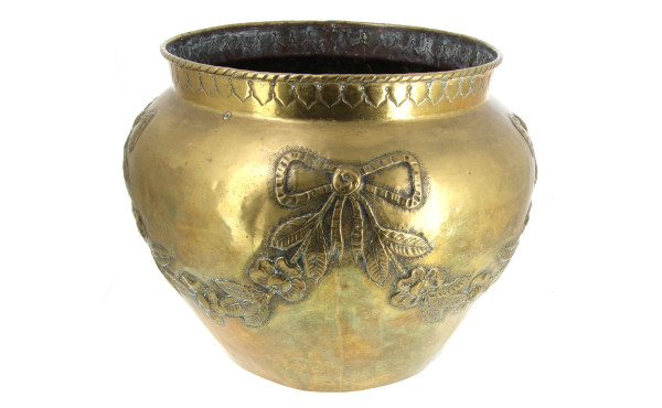 Cache-pot diam 42 cm en laiton décor nœu