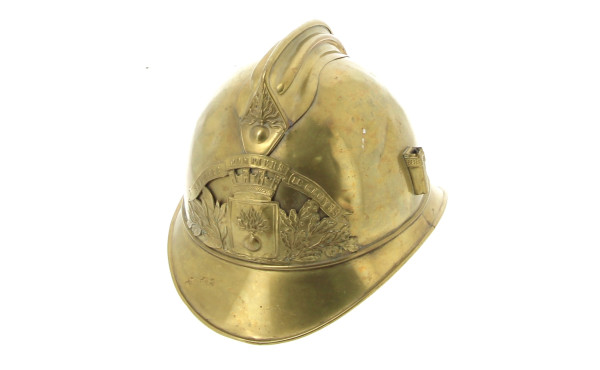 Casque de pompier à cimier fin XIXe avec