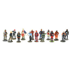 POMPIERS - 15 figurines en plomb de pom