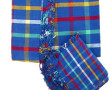 Nappe bleu à carreaux et 12 serviettes a