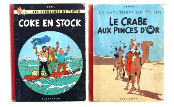 TINTIN - Lot de 2 BD anciennes à dos rou