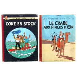 TINTIN - Lot de 2 BD anciennes à dos rou
