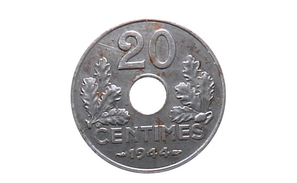 ETAT FRANÇAIS. 20 Centimes. 1944. Fer. G