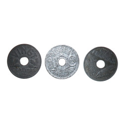 20 centimes troué en zinc, 1945. Type Li