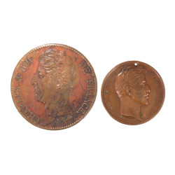 CHARLES X - Lot comprenant deux jetons p