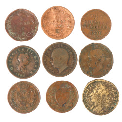 Lot de 9 monnaies étrangères XIXe dont 2