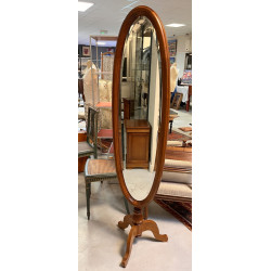 Psyché en merisier sur pivot, glace bise