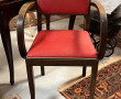 Fauteuil bridge skaï rouge années 50