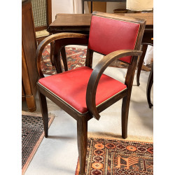 Fauteuil bridge skaï rouge années 50