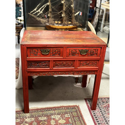 CHINE - Console ou bureau en bois laqué 