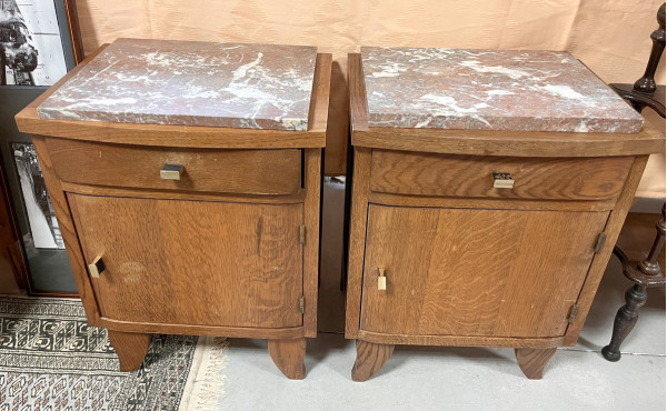 Paire de chevets années 50 en placage, o