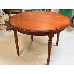 Table ronde en merisier diam. 115 cm + 2