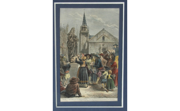 Gravure en couleurs bien encadrée "Mœurs