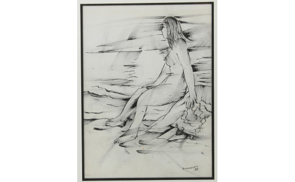 Marcel GONZALEZ (1928-2001) "Baigneuse d