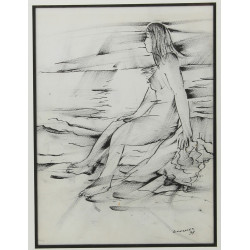 Marcel GONZALEZ (1928-2001) "Baigneuse d