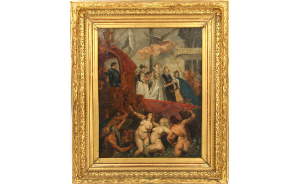 Ecole XIXème d'après RUBENS "L'arrivée d