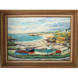 Gabriel CARADEC (1920-2004) "Bateaux à s