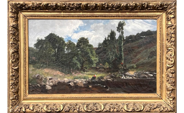 E.HARPU (XIXè-Xxè) "Scène de lavoir près