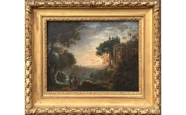 Ecole XIXème "Paysage animé aux ruines a