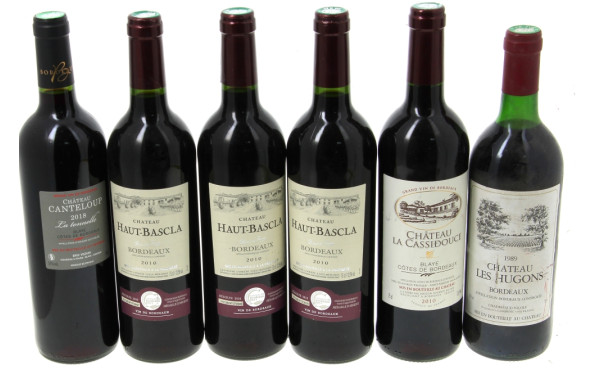 Lot de 6 bouteilles: - 3 B Bordeaux Ch 