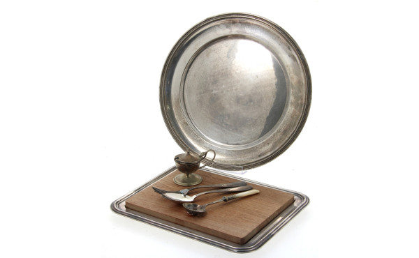 Lot de métal argenté : saleron anglais, 