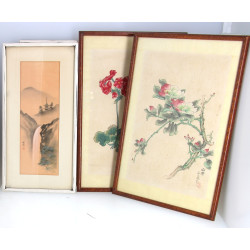 CHINE Xxème - Lot de 5 soies peintes : 3