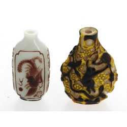 CHINE - Lot de 2 tabatières en verre, l'